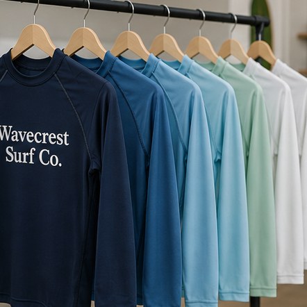 Customized rash guards for surf schools and camps